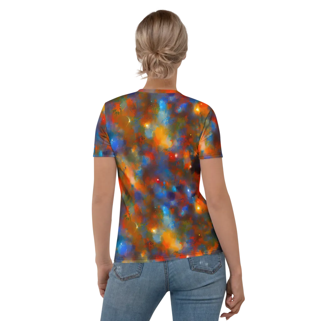 Blue Ember Bloom on Women's Crew Neck T-Shirt — Back