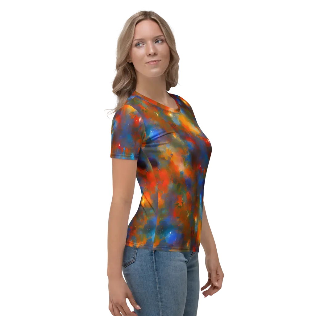 Blue Ember Bloom on Women's Crew Neck T-Shirt — Right