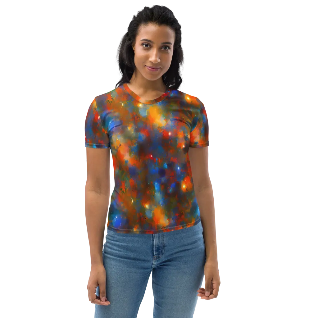 Blue Ember Bloom on Women's Crew Neck T-Shirt — Front
