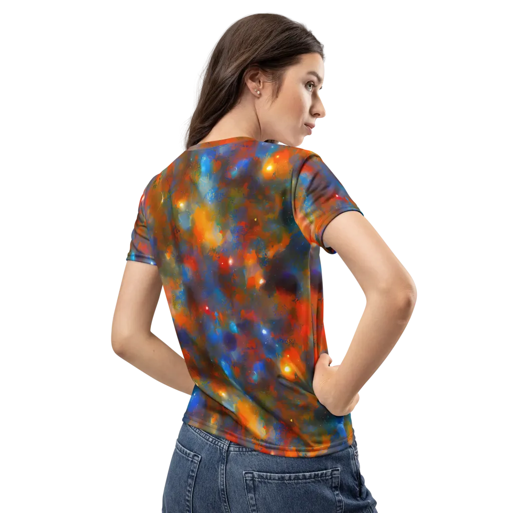 Blue Ember Bloom on Women's Crew Neck T-Shirt — Back