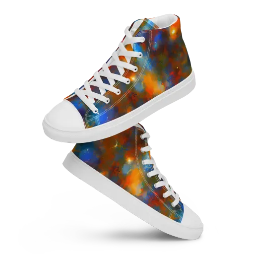 Blue Ember Bloom on a Women's High Top Canvas Shoes