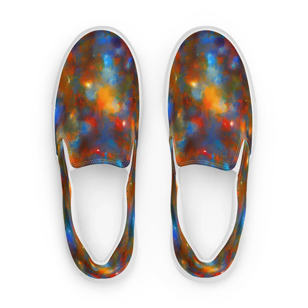 Blue Ember Bloom on Men's Slip-On Canvas Shoes — Front