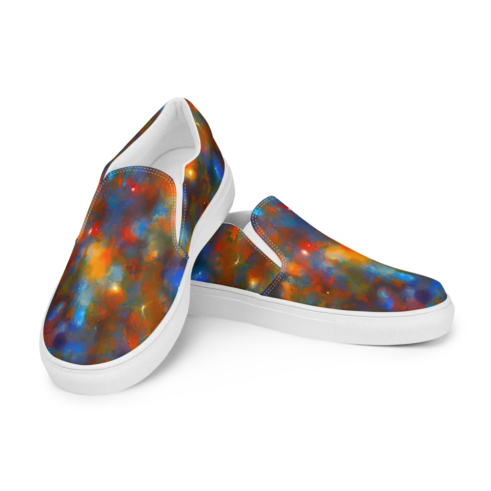 Blue Ember Bloom on Men's Slip-On Canvas Shoes — Left Front