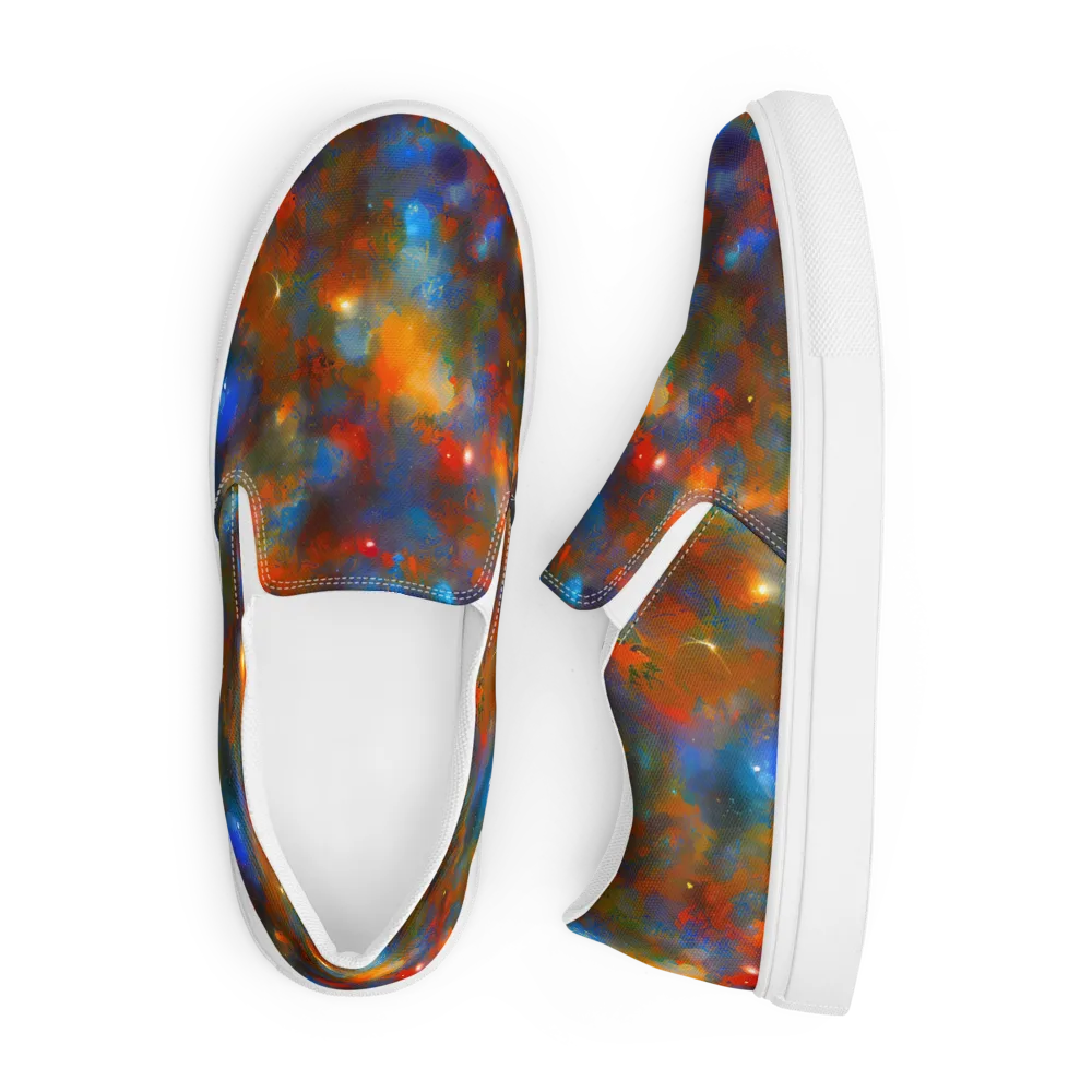 Blue Ember Bloom on Men's Slip-On Canvas Shoes — Front