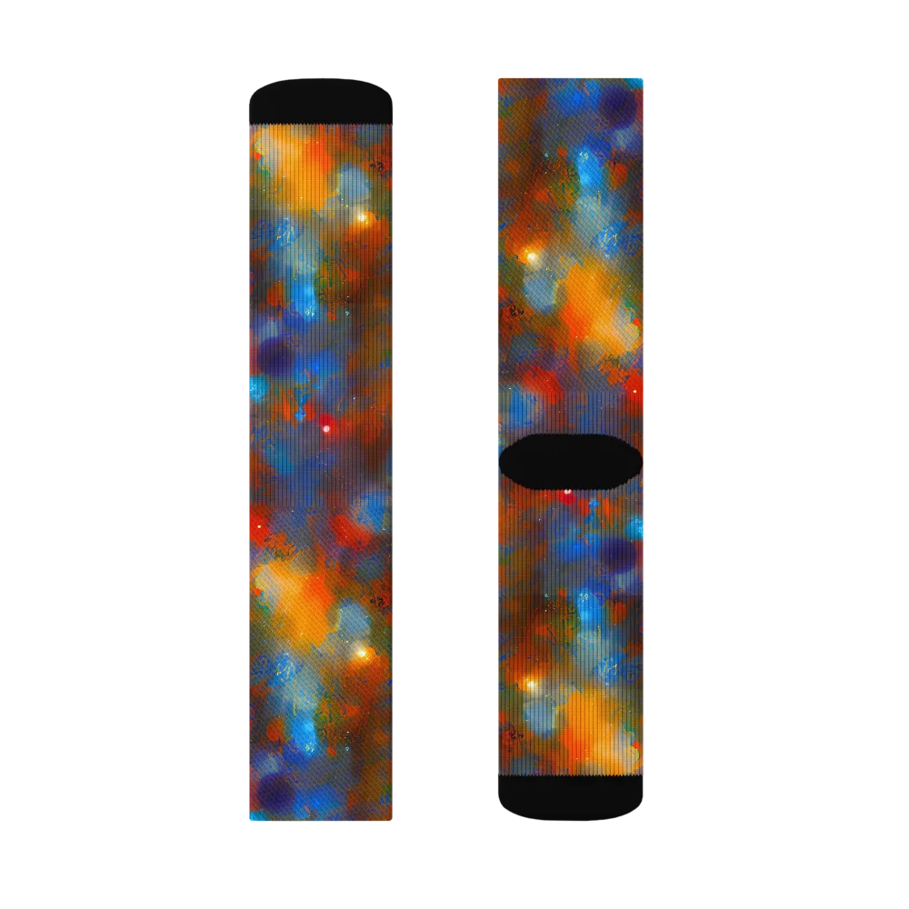 Blue Ember Bloom on Socks — Right Sock