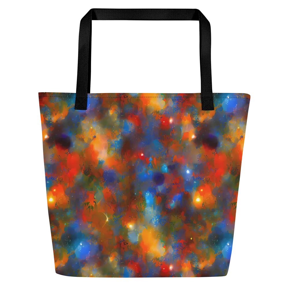 Blue Ember Bloom on Large Tote Bag W/ Pocket — Front