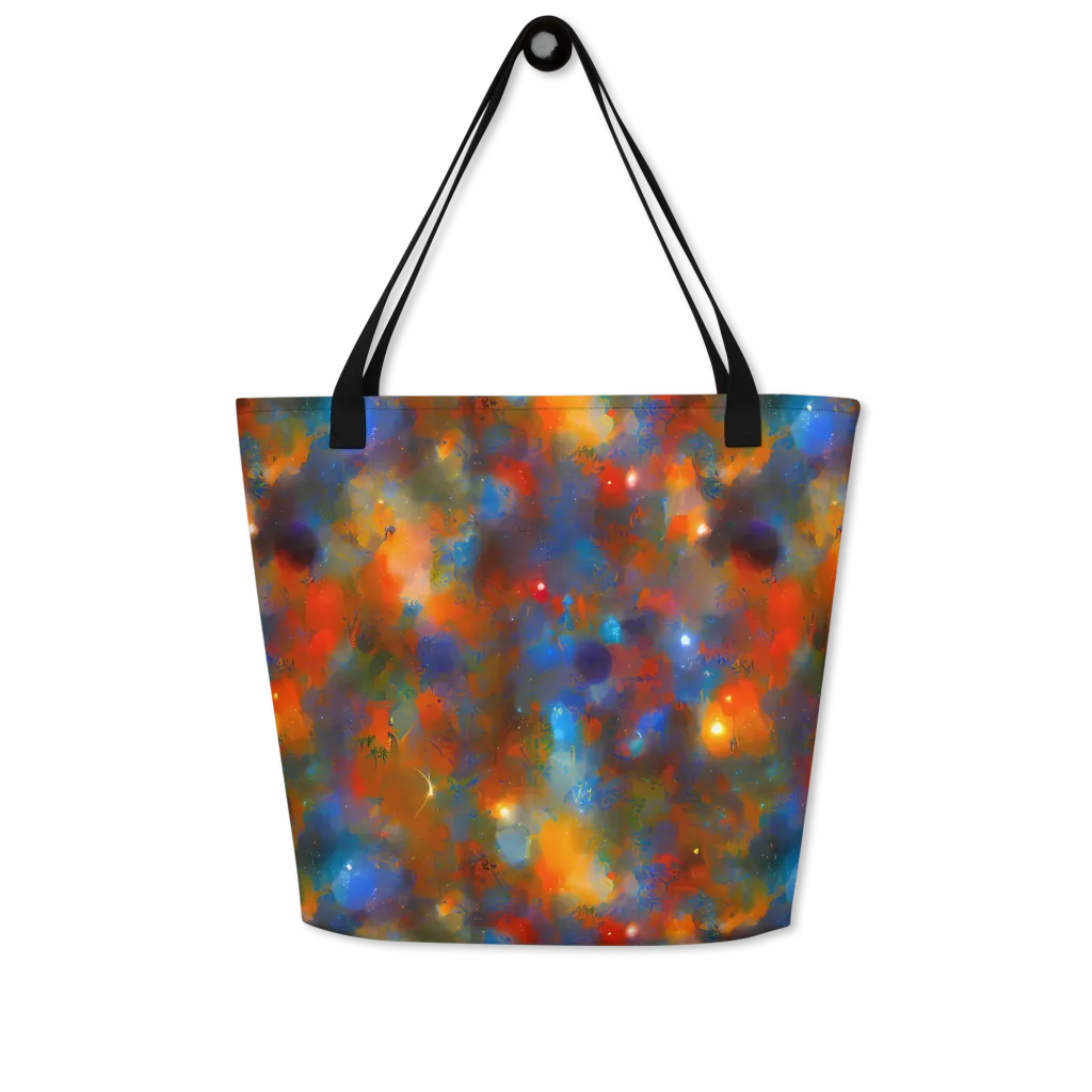 Blue Ember Bloom on Large Tote Bag W/ Pocket — Front