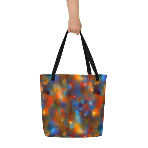 Blue Ember Bloom on a Large Tote Bag W/ Pocket