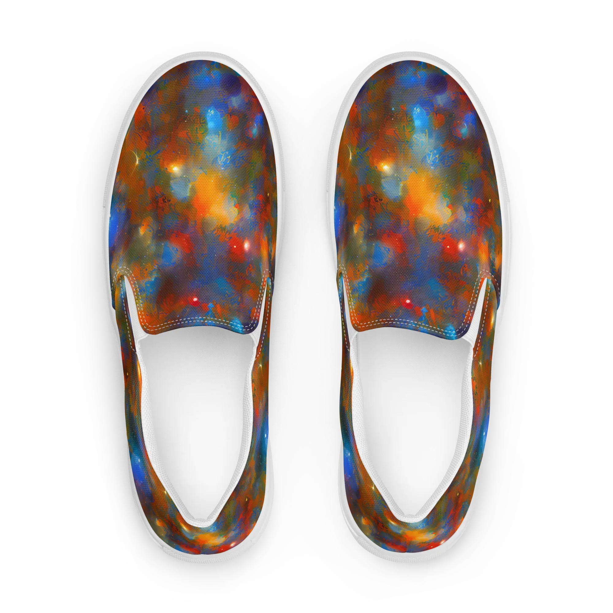 Blue Ember Bloom on Women's Slip-On Canvas Shoes — Front