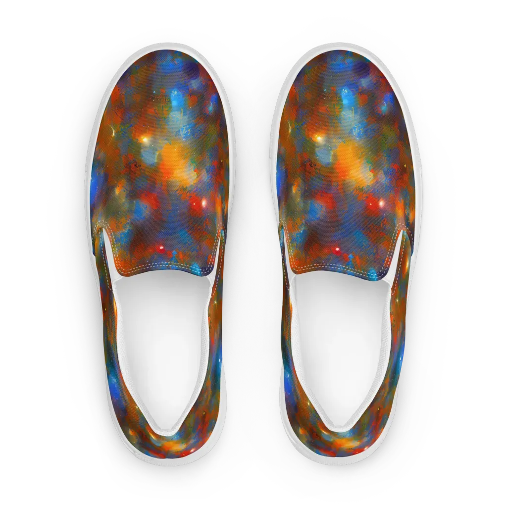 Blue Ember Bloom on Women's Slip-On Canvas Shoes — Front