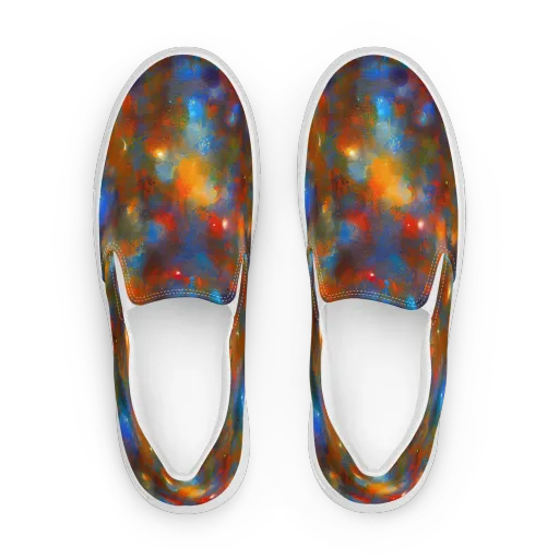 Blue Ember Bloom on a Women's Slip-On Canvas Shoes