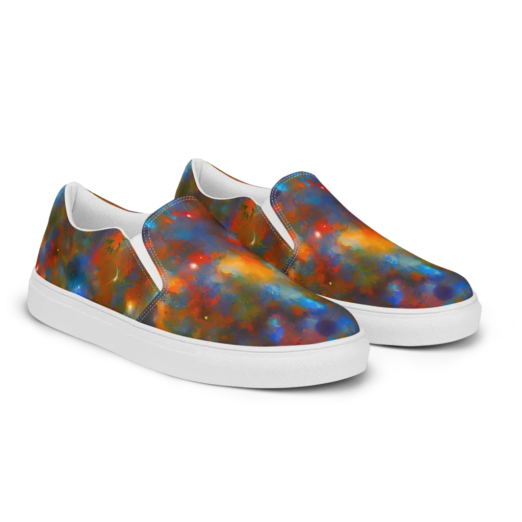 Blue Ember Bloom on Women's Slip-On Canvas Shoes — Right Front