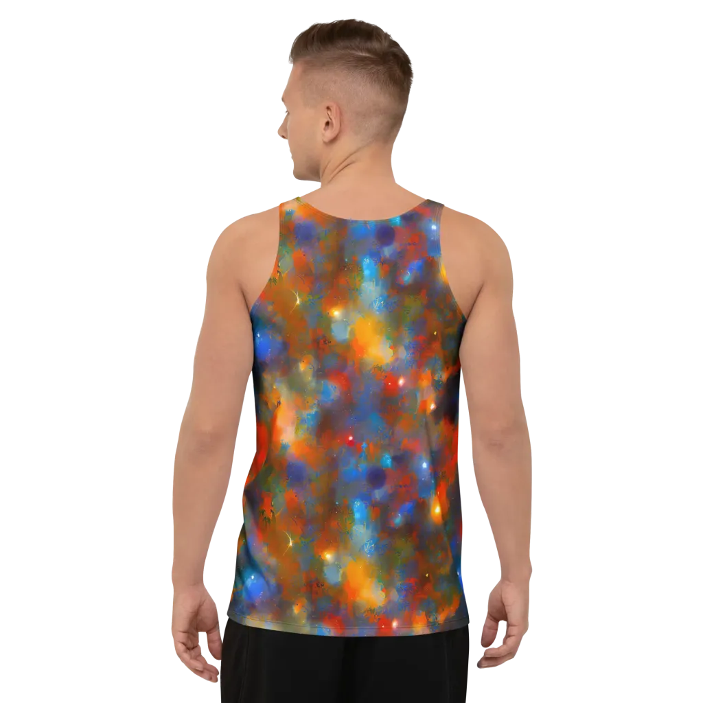 Blue Ember Bloom on Men's Tank Top — Back