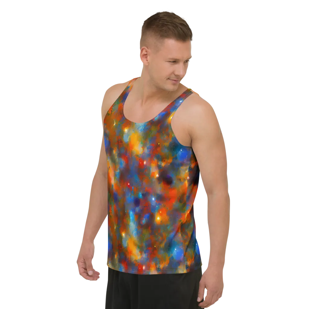 Blue Ember Bloom on Men's Tank Top — Left Front