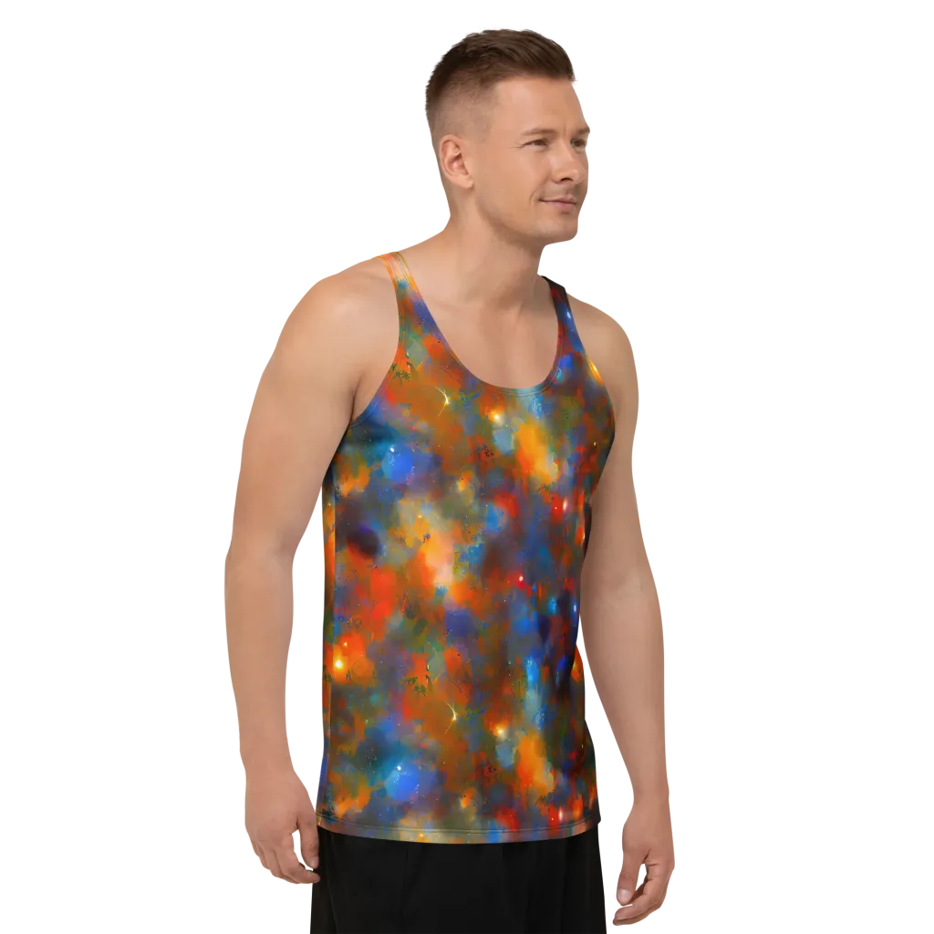 Blue Ember Bloom on Men's Tank Top — Right Front