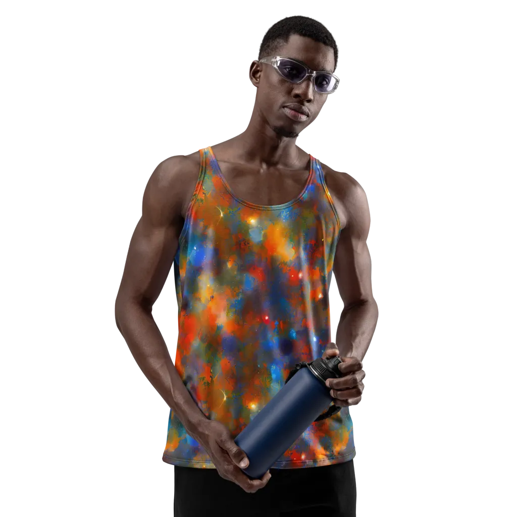 Blue Ember Bloom on Men's Tank Top — Front