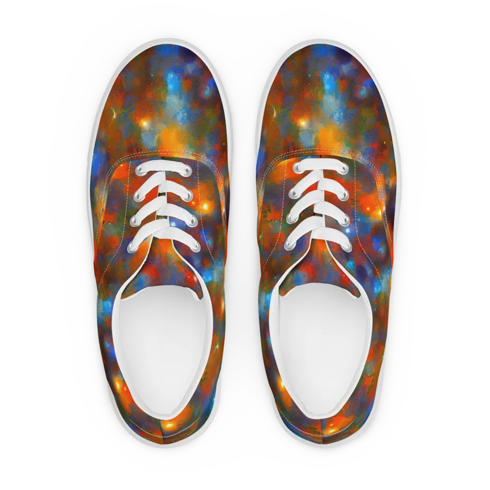 Blue Ember Bloom on Men's Lace-Up Canvas Shoes — Front
