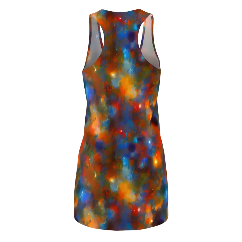 Blue Ember Bloom on Racerback Dress — Back