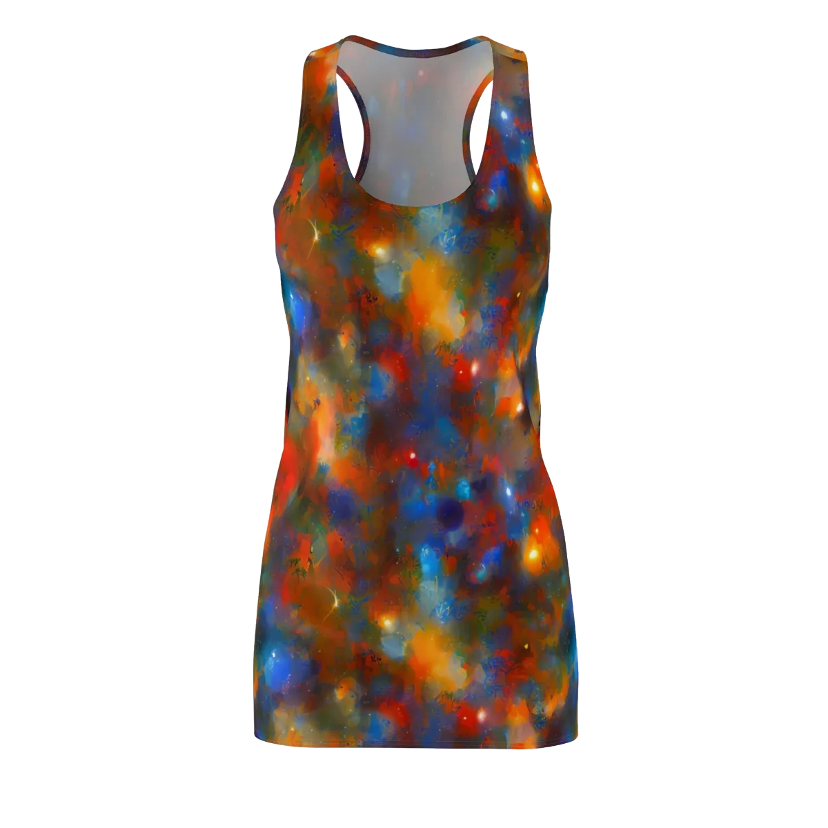 Blue Ember Bloom on Racerback Dress — Front