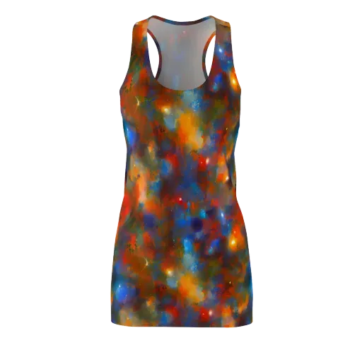 Blue Ember Bloom on a Racerback Dress