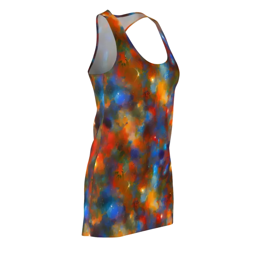 Blue Ember Bloom on Racerback Dress — Front Side