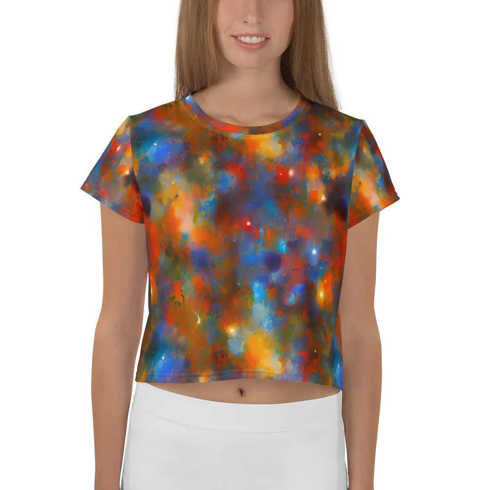 Blue Ember Bloom on Crop Tee — Front