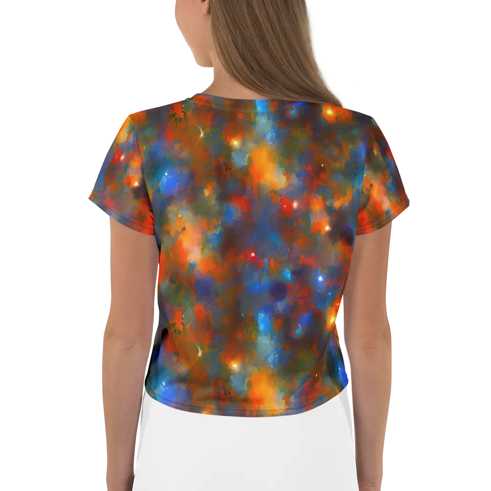 Blue Ember Bloom on Crop Tee — Back