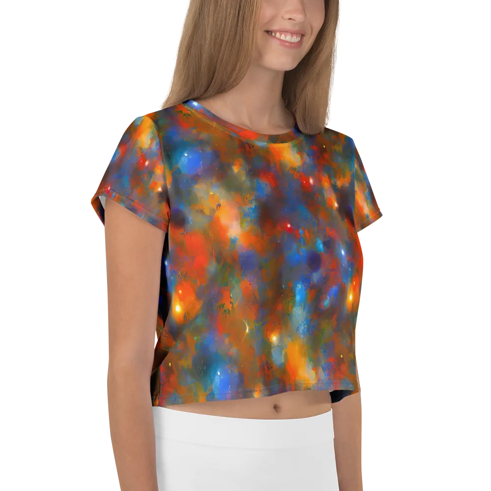 Blue Ember Bloom on Crop Tee — Right