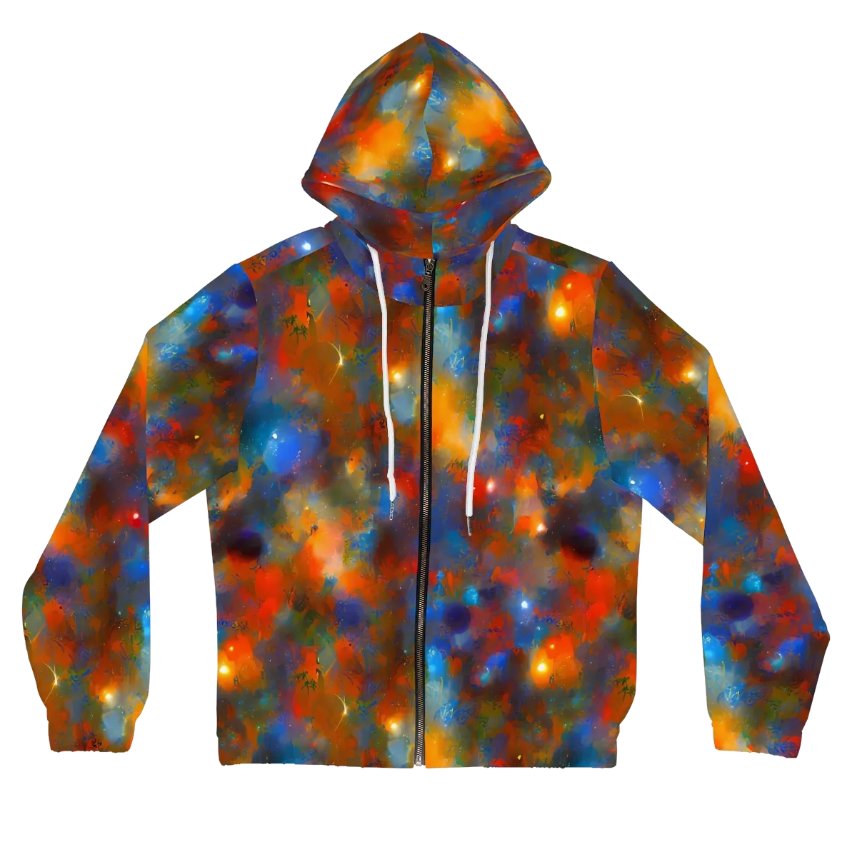 Blue Ember Bloom on Women's Full-Zip Hoodie — Front