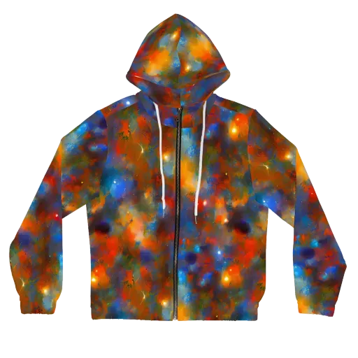 Blue Ember Bloom on a Women's Full-Zip Hoodie