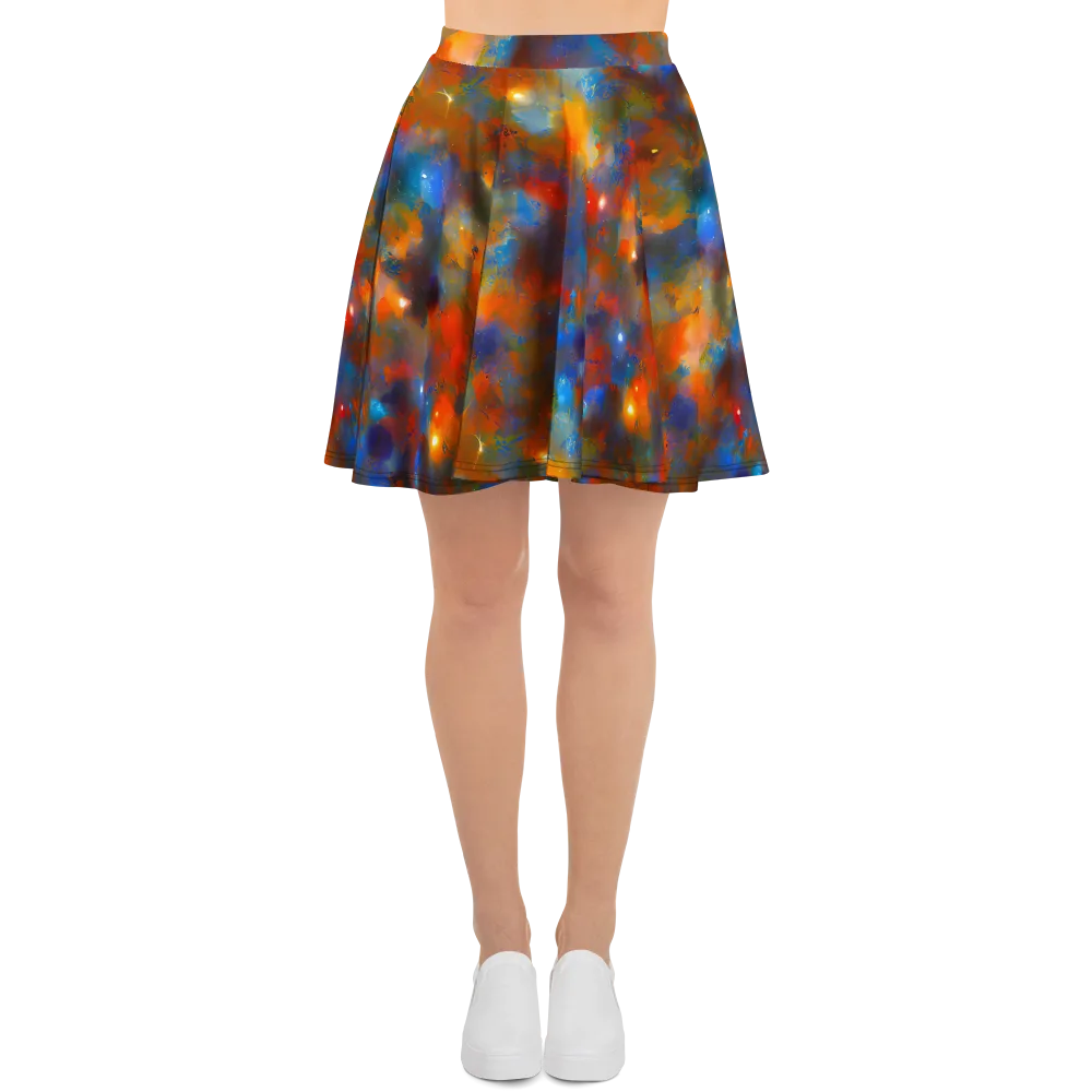 Blue Ember Bloom on Skater Skirt — Front