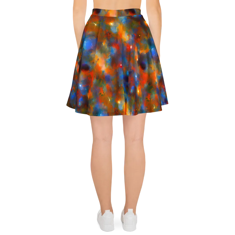 Blue Ember Bloom on Skater Skirt — Back