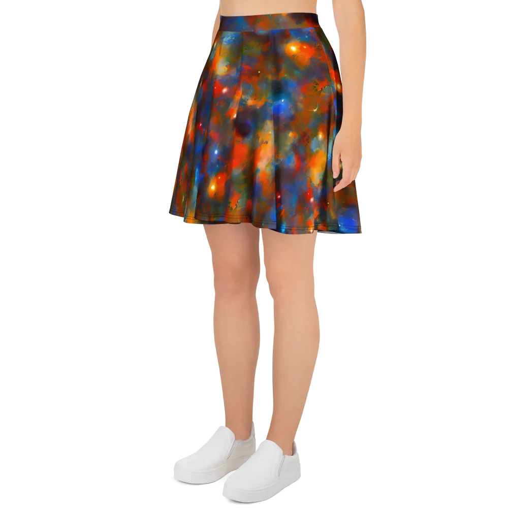 Blue Ember Bloom on Skater Skirt — Left