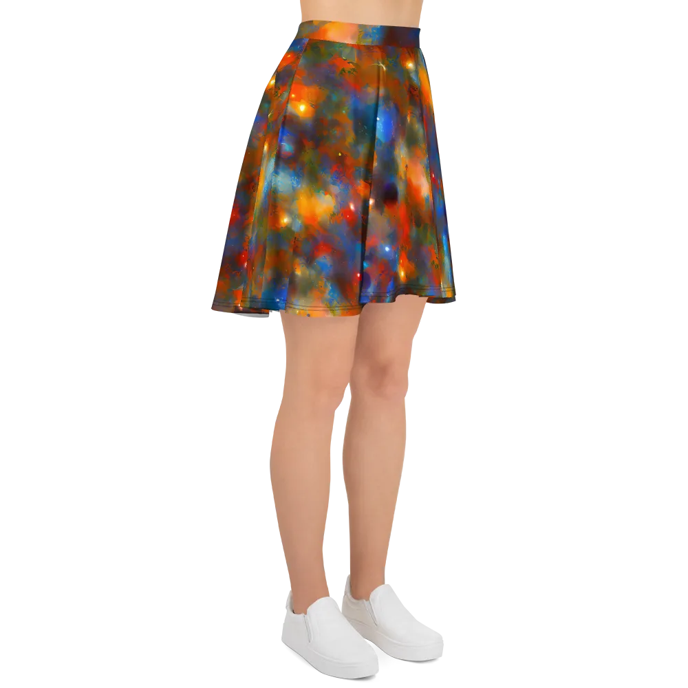 Blue Ember Bloom on Skater Skirt — Right