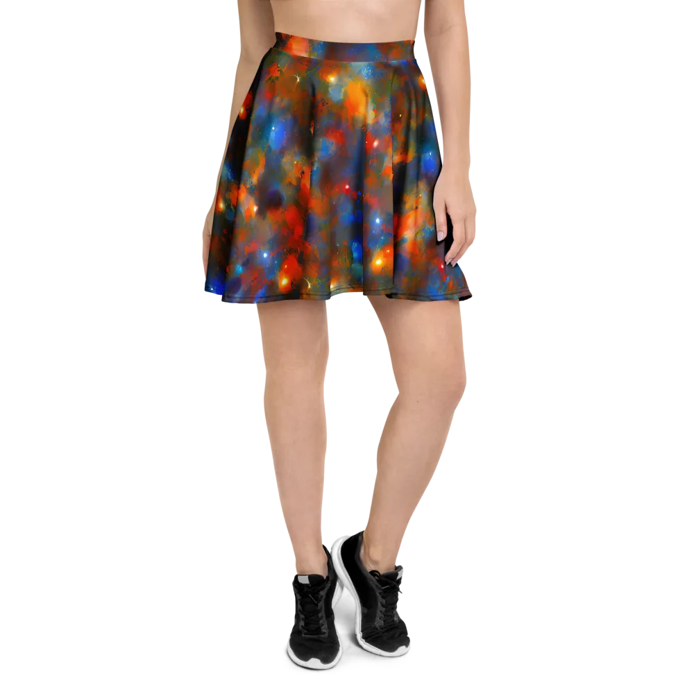Blue Ember Bloom on Skater Skirt — Front