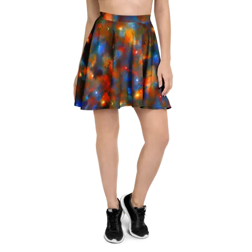 Blue Ember Bloom on a Skater Skirt