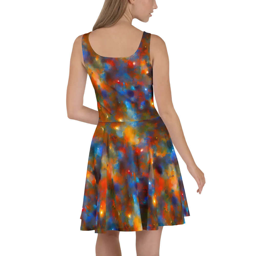 Blue Ember Bloom on Skater Dress — Back
