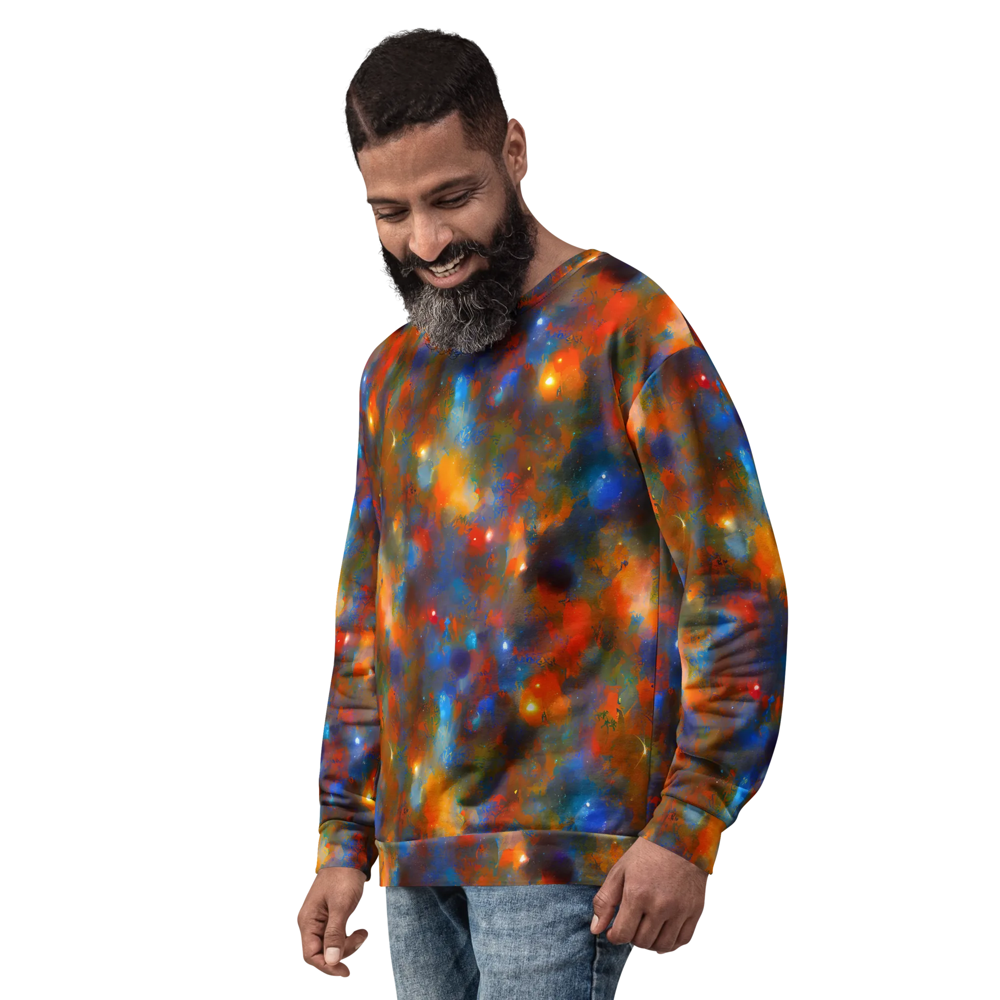 Blue Ember Bloom on Sweatshirt — Left Front