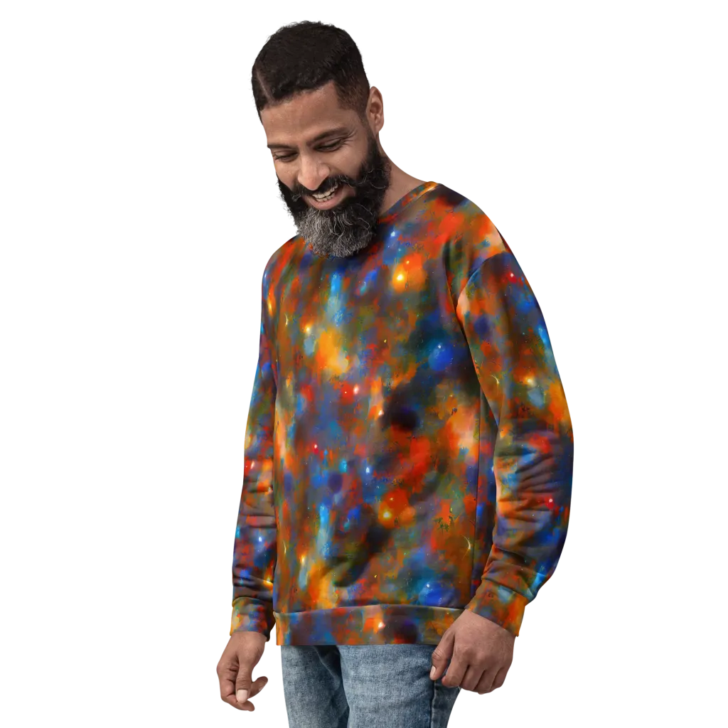 Blue Ember Bloom on Sweatshirt — Left Front