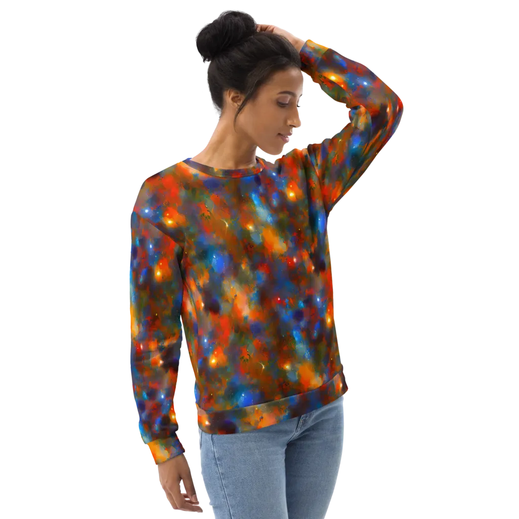Blue Ember Bloom on Sweatshirt — Right Front