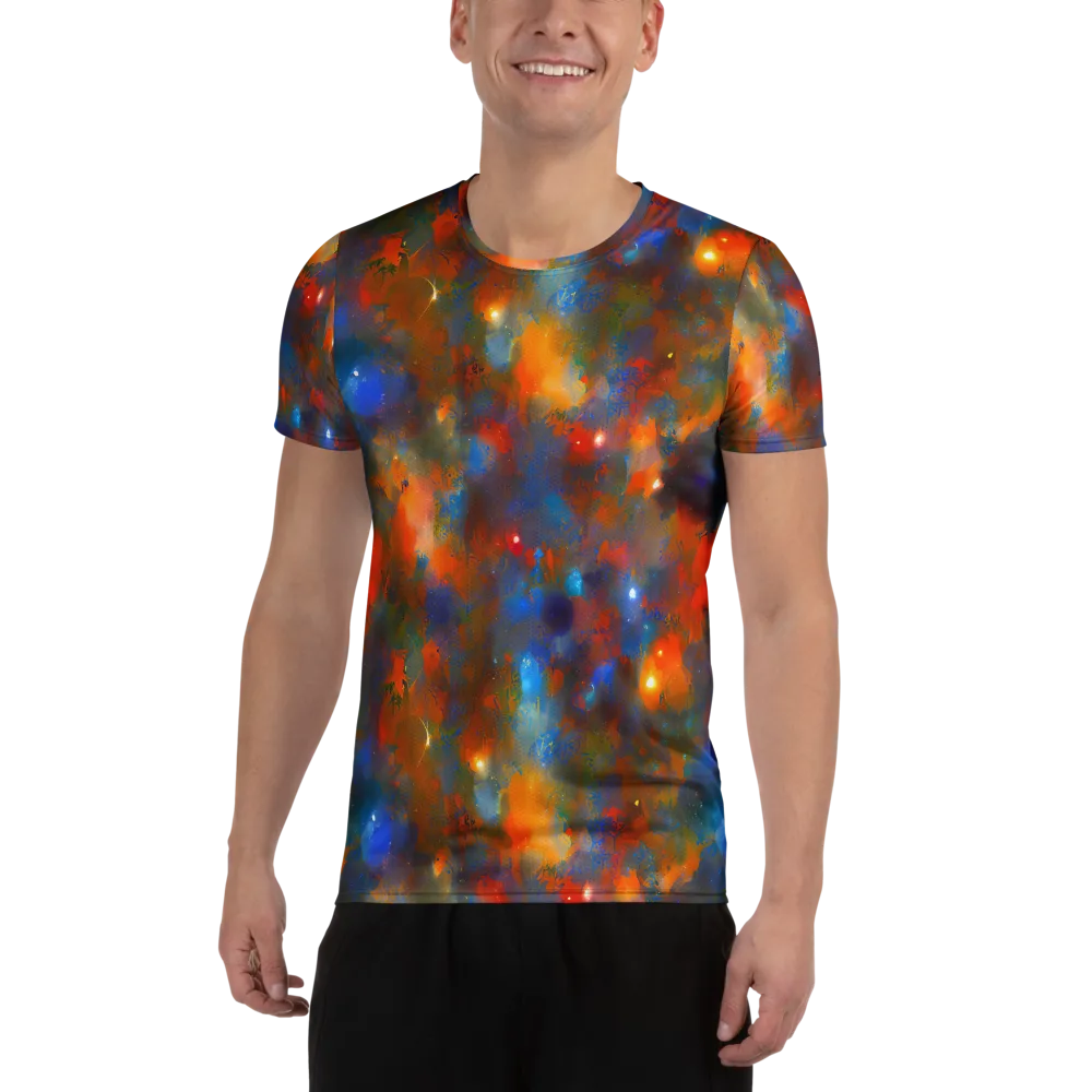 Blue Ember Bloom on Men's Athletic T-Shirt — Front