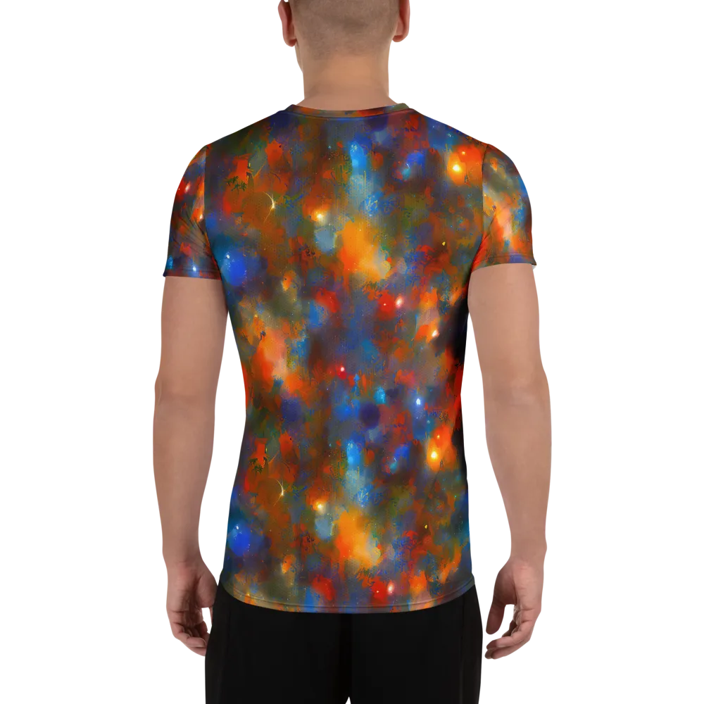 Blue Ember Bloom on Men's Athletic T-Shirt — Back