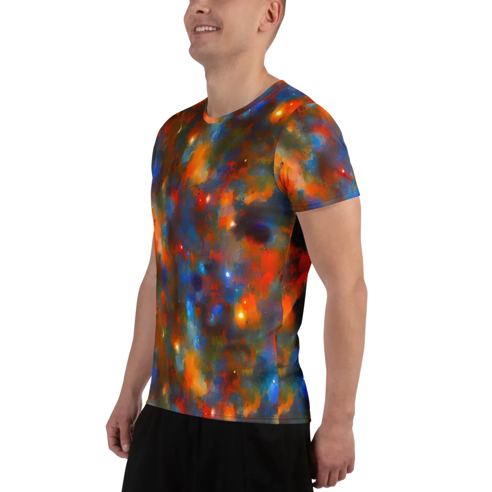 Blue Ember Bloom on Men's Athletic T-Shirt — Left