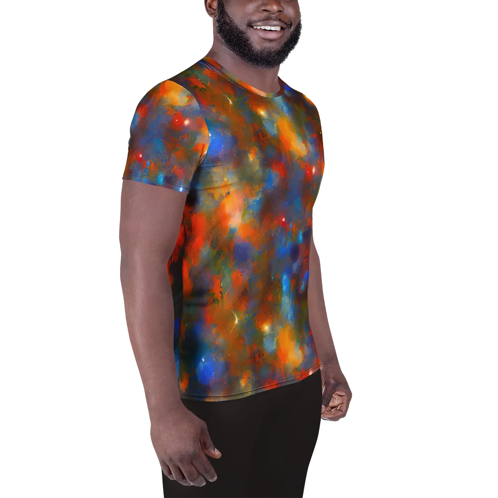 Blue Ember Bloom on Men's Athletic T-Shirt — Right