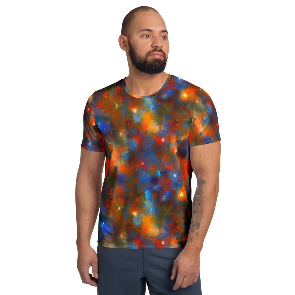 Blue Ember Bloom on Men's Athletic T-Shirt — Front