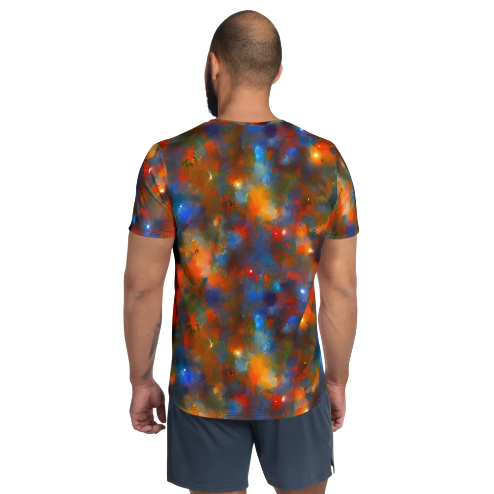 Blue Ember Bloom on Men's Athletic T-Shirt — Back