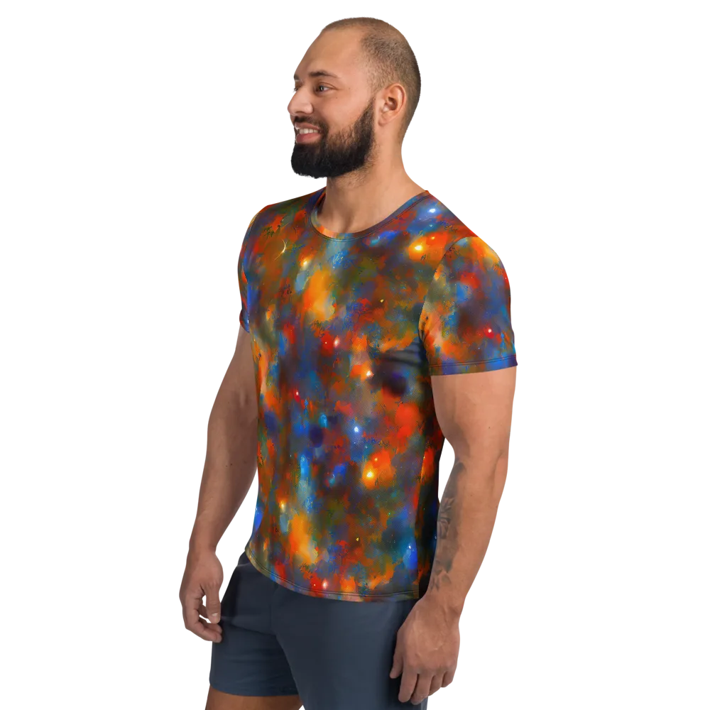 Blue Ember Bloom on Men's Athletic T-Shirt — Left
