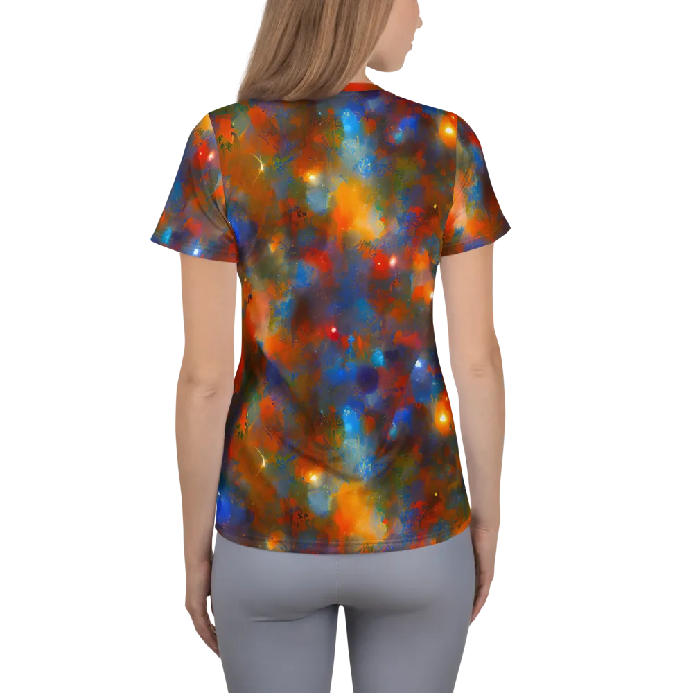 Blue Ember Bloom on Women's Athletic T-Shirt — Back