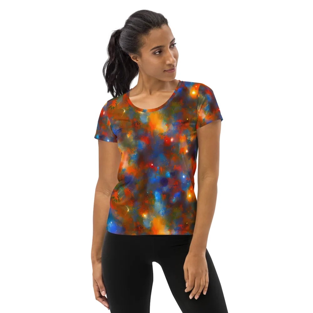 Blue Ember Bloom on Women's Athletic T-Shirt — Front