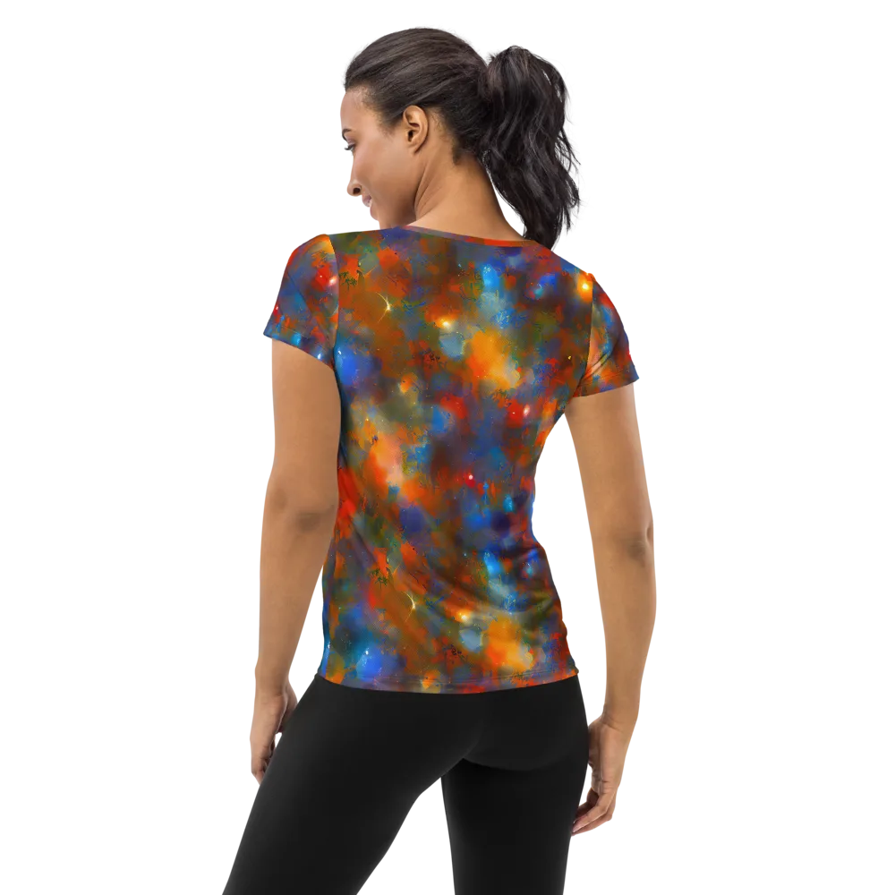 Blue Ember Bloom on Women's Athletic T-Shirt — Back